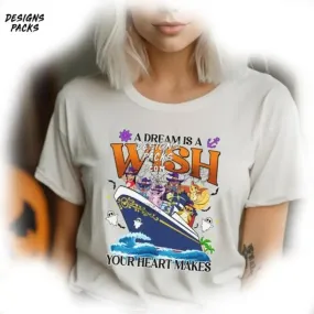 A Dream Is A Wish Your Heart Makes Cartoon Halloween On The High Seas Stitch Cruise PNG Design