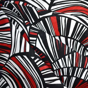 Abstract Geometric Stripe Cotton Lawn Black/White/Red