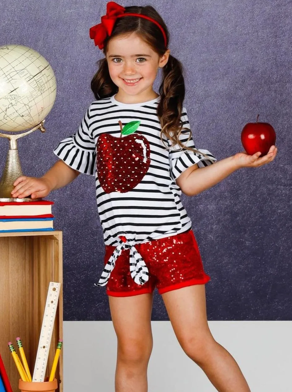 Apple Chic Sequin Short Set