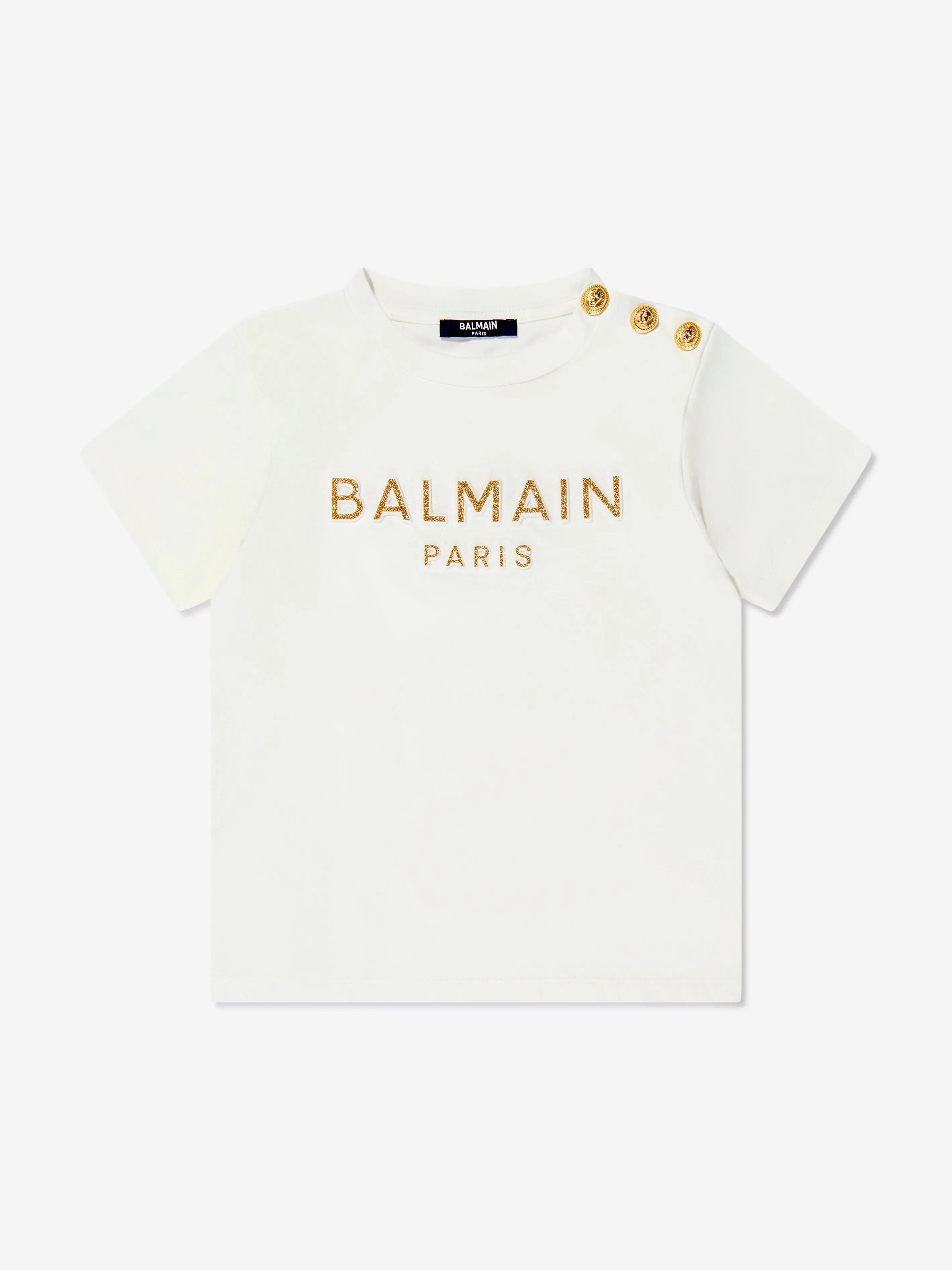 Balmain Girls Logo T-Shirt in Ivory