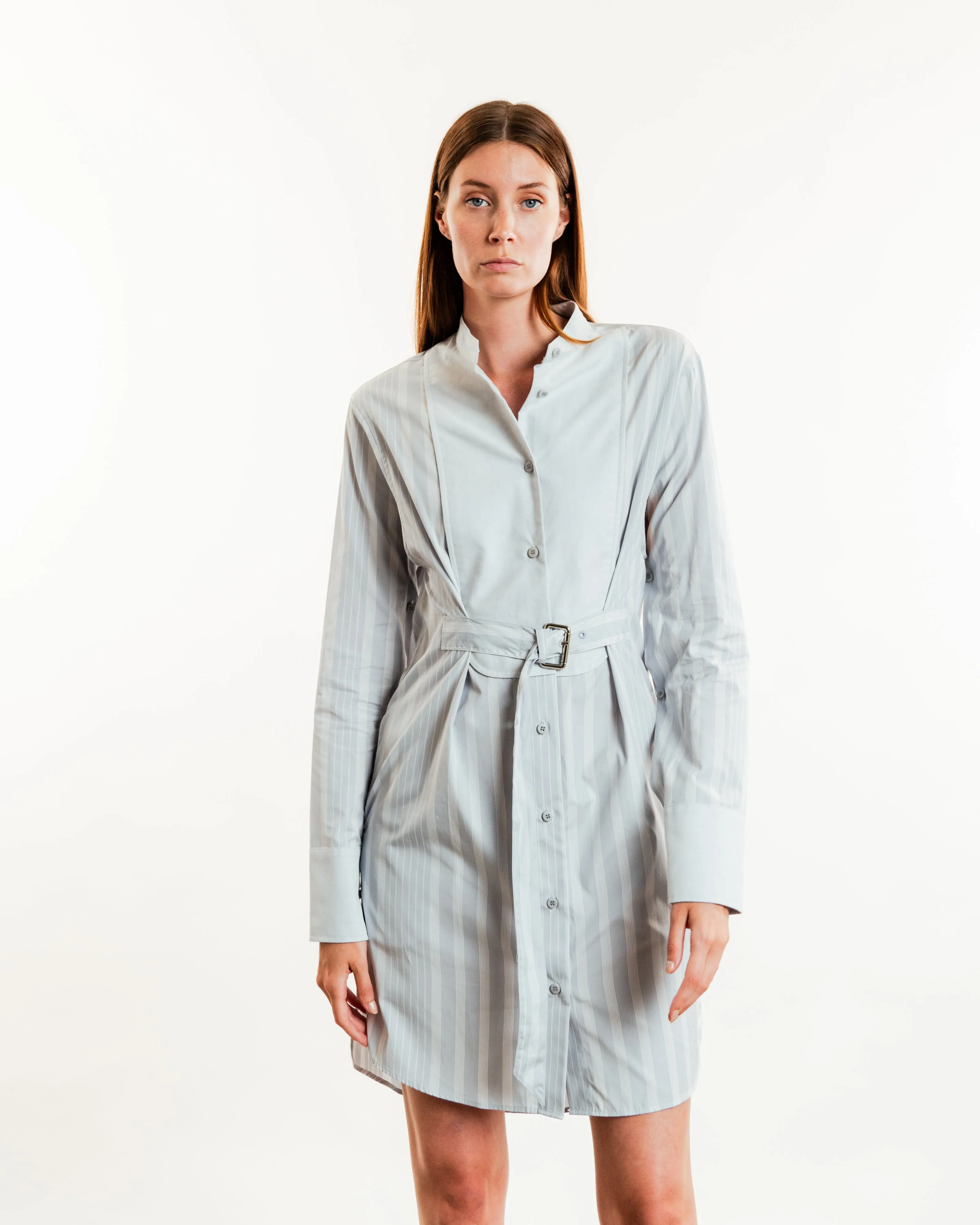 Belted Tuxedo Shirtdress