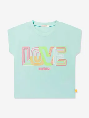 Billieblush Girls Love Print T-Shirt in Green