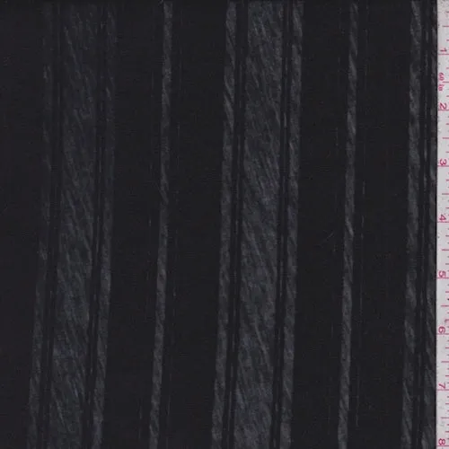 Black Burnout Stripe Tissue Knit Fabric