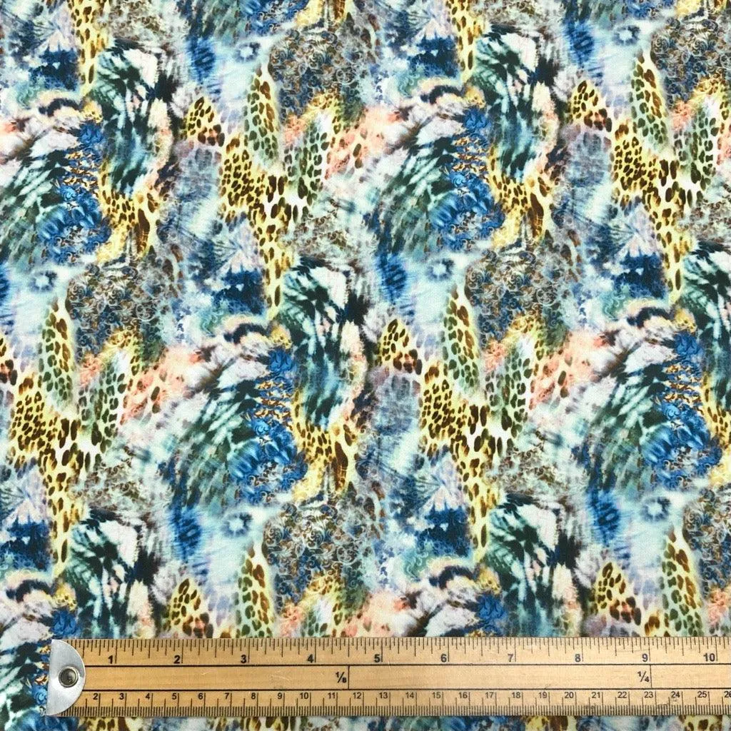 Blue and Yellow Animal Skin Cotton-Touch Polyester Fabric