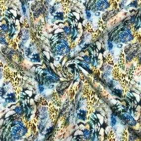 Blue and Yellow Animal Skin Cotton-Touch Polyester Fabric