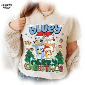 Bluey Bingo Family Merry Christmas Bluey Kids Bluey Merry Christmas Most wonderful time of the year PNG Design