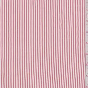 Brick/White Stripe Rayon Challis Fabric