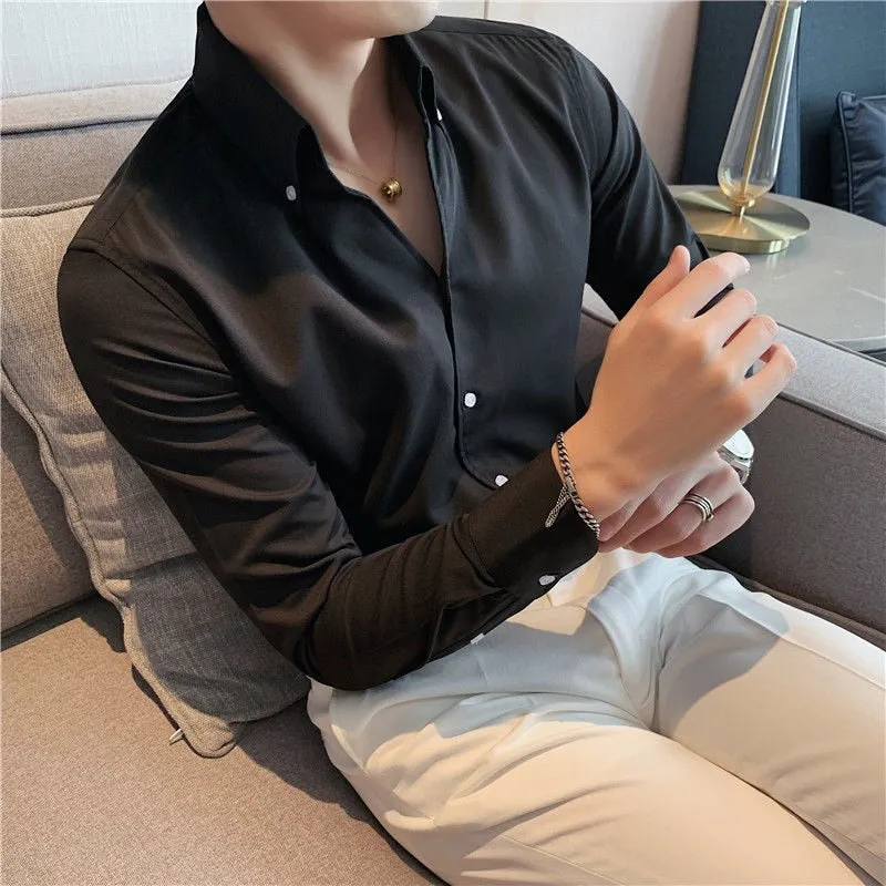 British Style Casual Slim V-neck Shirt