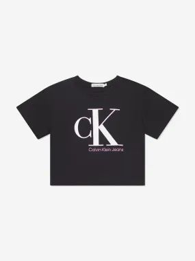 Calvin Klein Girls Reveal Monogram T-Shirt in Black