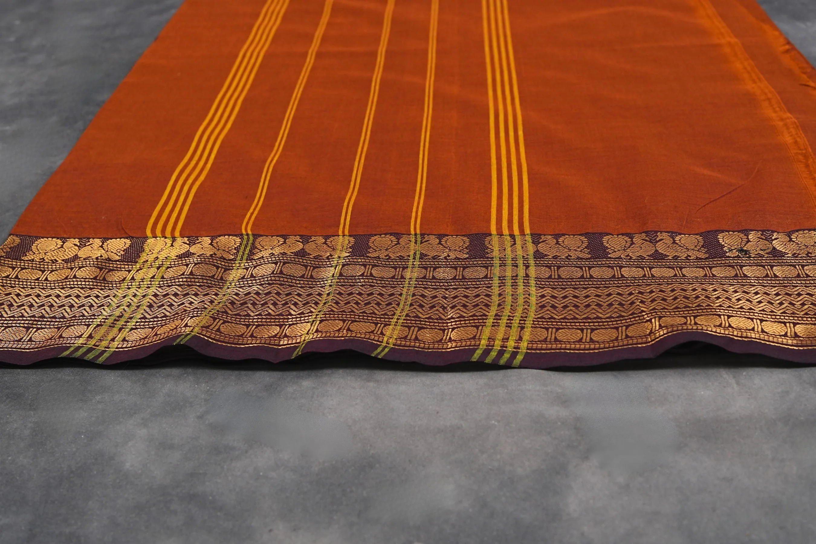 Chettinad Cotton Saree - 80-Thread Count with Elegant One-Side Border