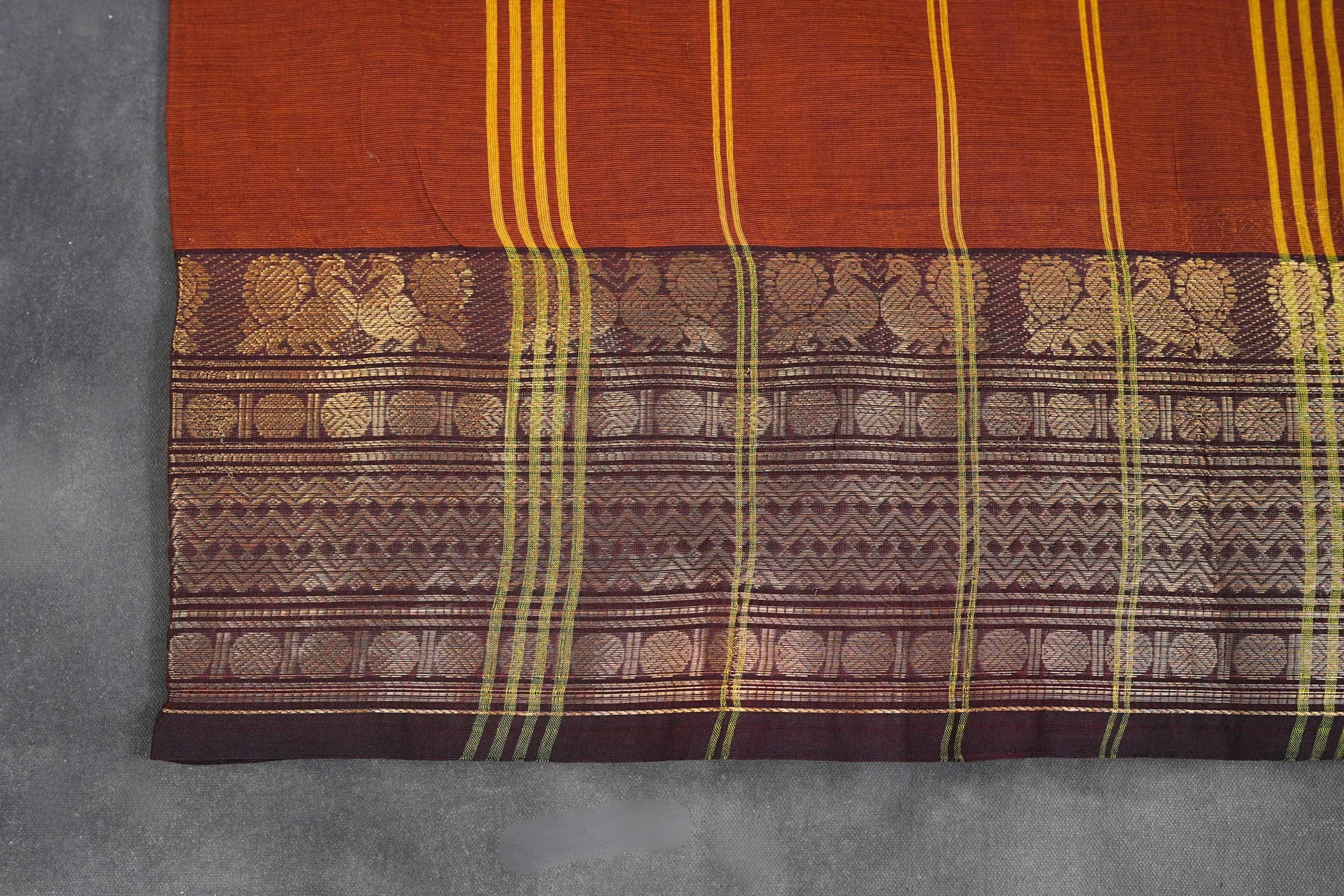 Chettinad Cotton Saree - 80-Thread Count with Elegant One-Side Border