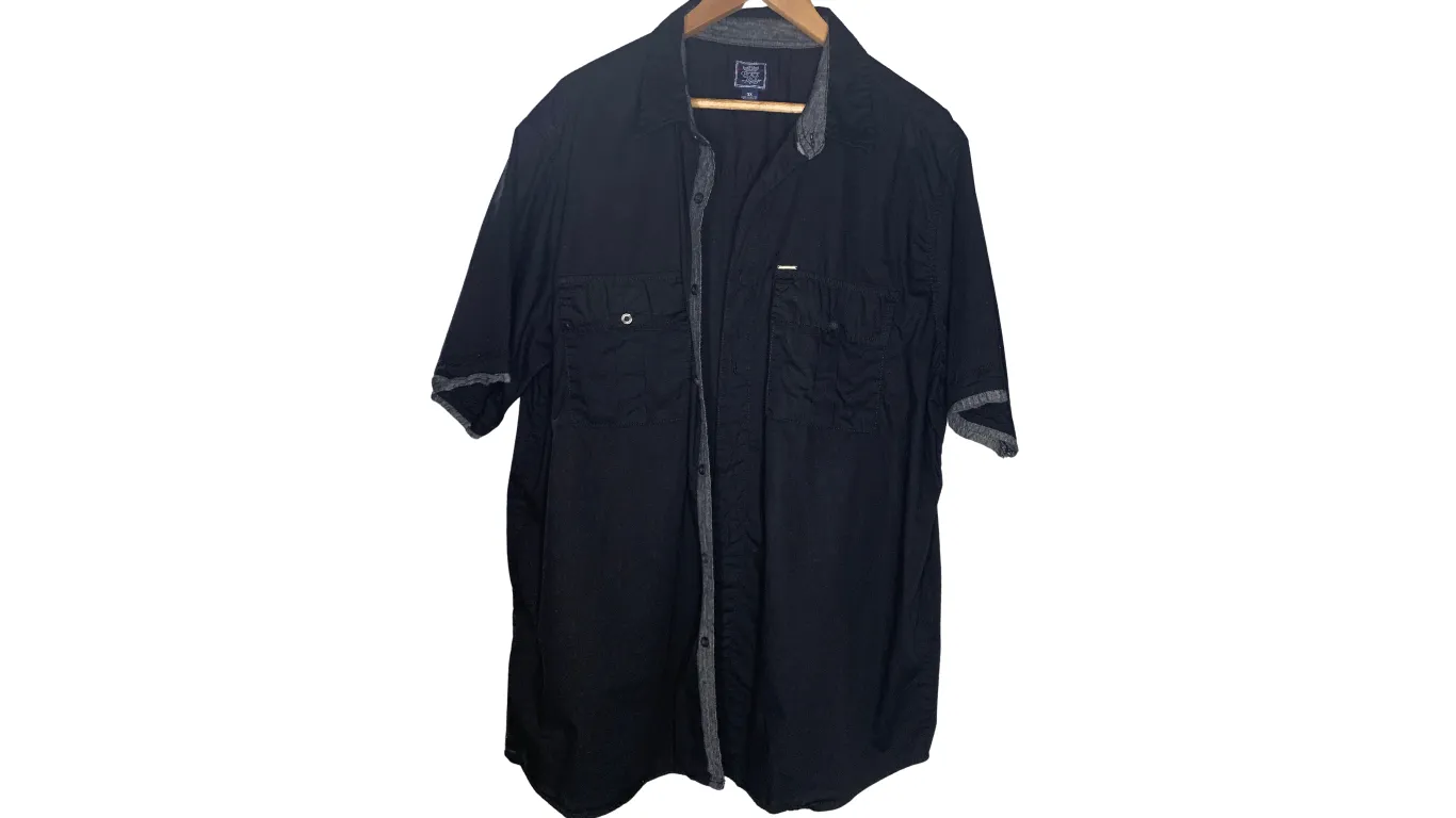 Classic Black Short Sleeve Button-Up Shirt, 3x