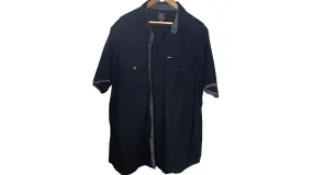 Classic Black Short Sleeve Button-Up Shirt, 3x