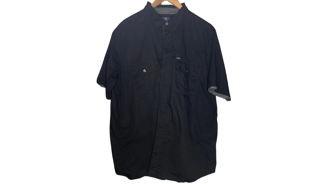 Classic Black Short Sleeve Button-Up Shirt, 3x