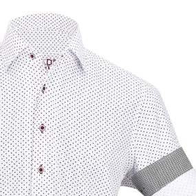 CMW481R - Cuadra white fashion casual cotton fine medallion shirt for men