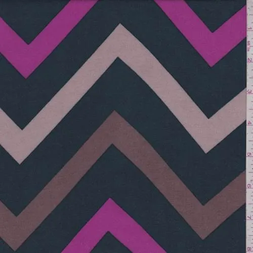 Cobalt Multi Chevron Rayon Challis Fabric