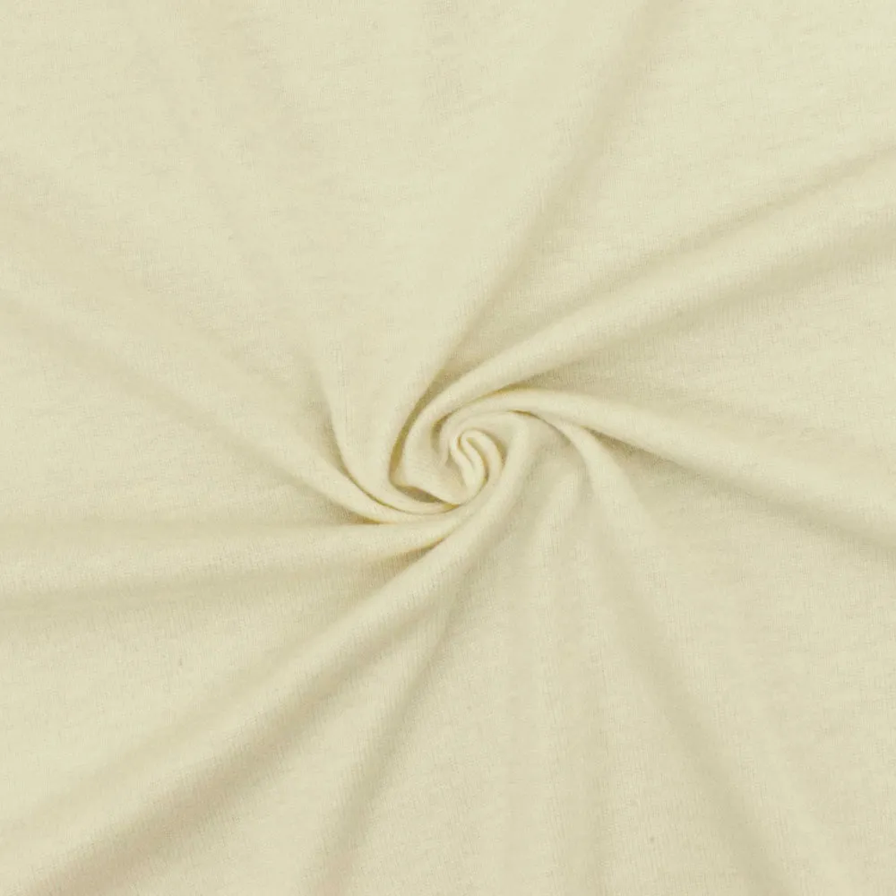 Cream Ivory Solid Stretch 1x1 Rib Knit Fabric