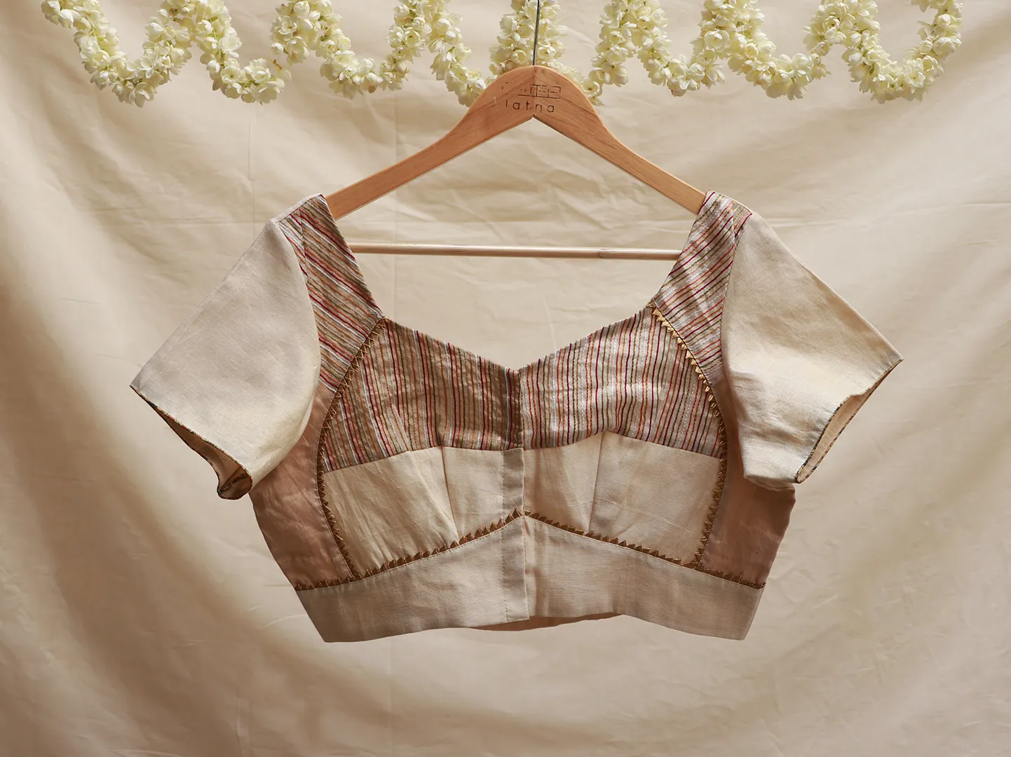 Cream, Tissue, Hand embroidery blouse