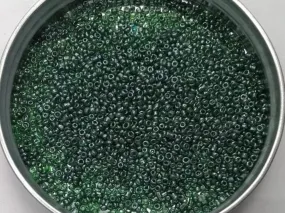 Dark Green Transparent Round Rocaille Glass Seed Beads- 2 mm (Wholesale)