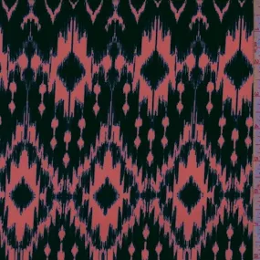 Day Glo Pink/Navy Diamond Ikat Challis Fabric