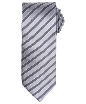 Double stripe tie | Silver/Dark Grey