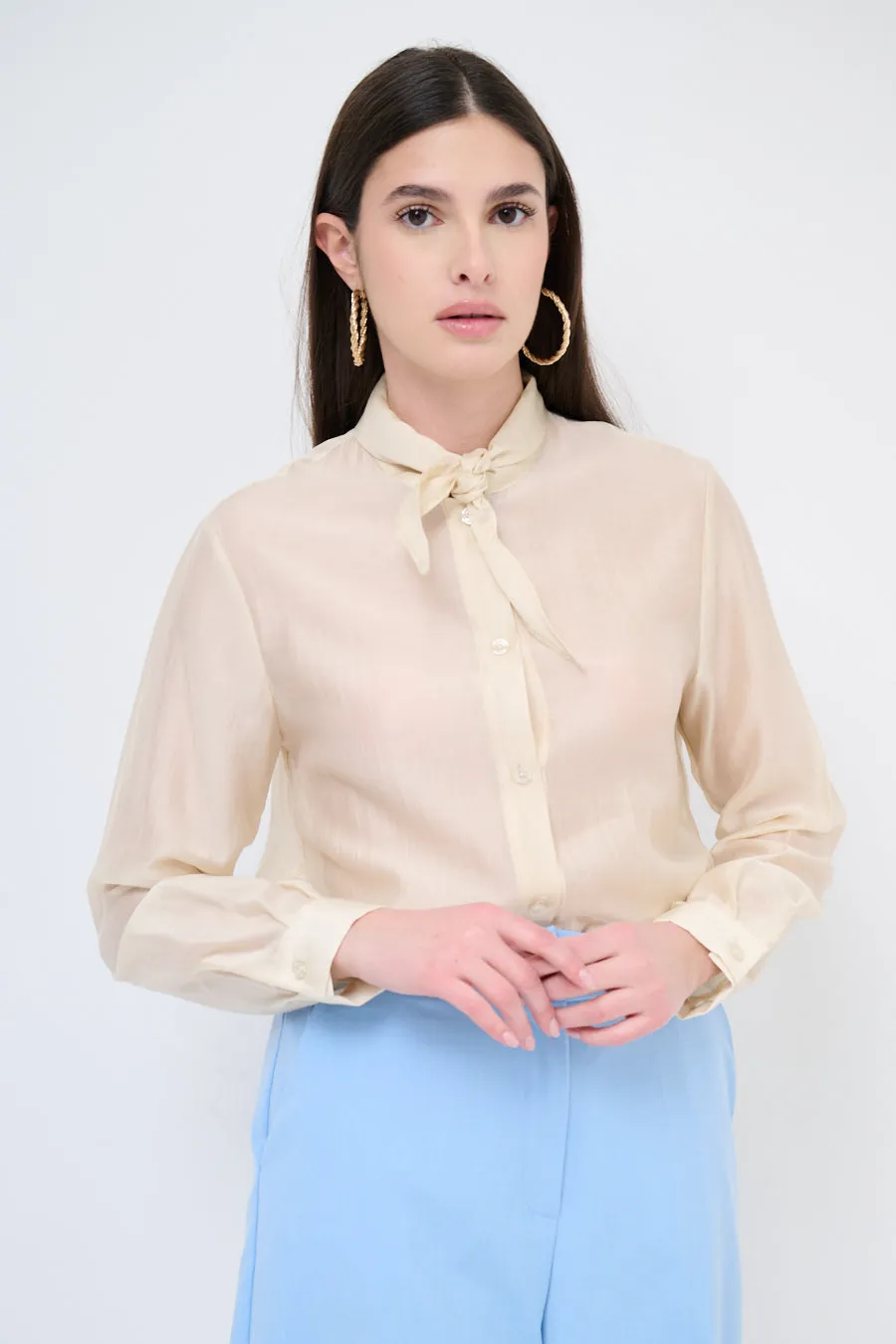 Elegant bow-tie collared blouse wholesale