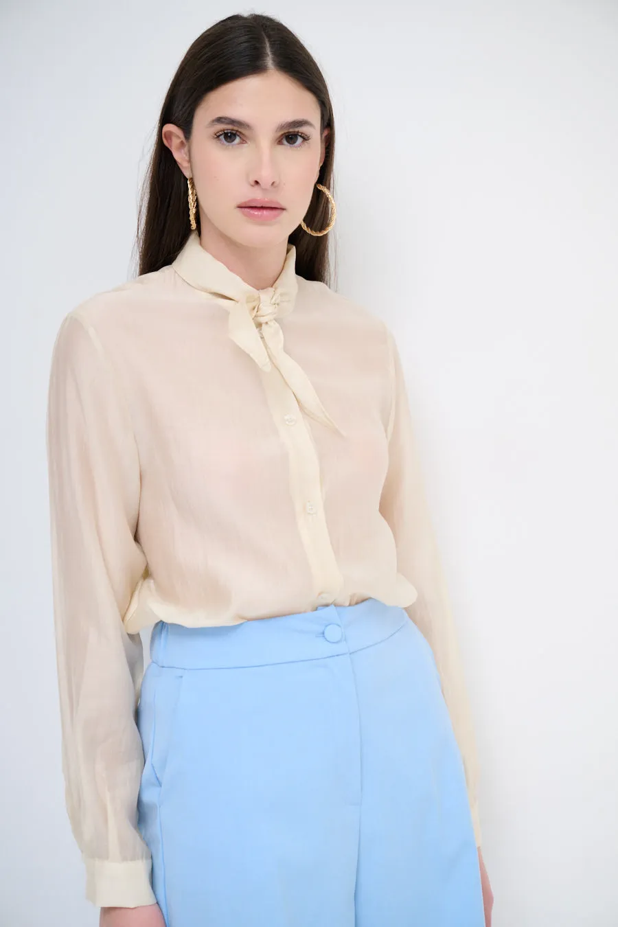 Elegant bow-tie collared blouse wholesale