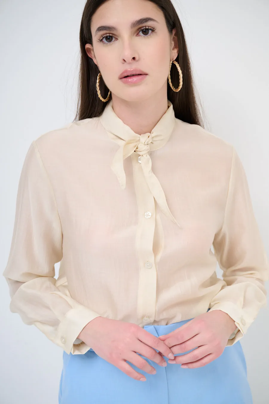 Elegant bow-tie collared blouse wholesale