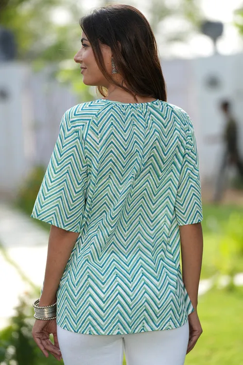 Evergreen Curves Handblock Printed Cotton Top