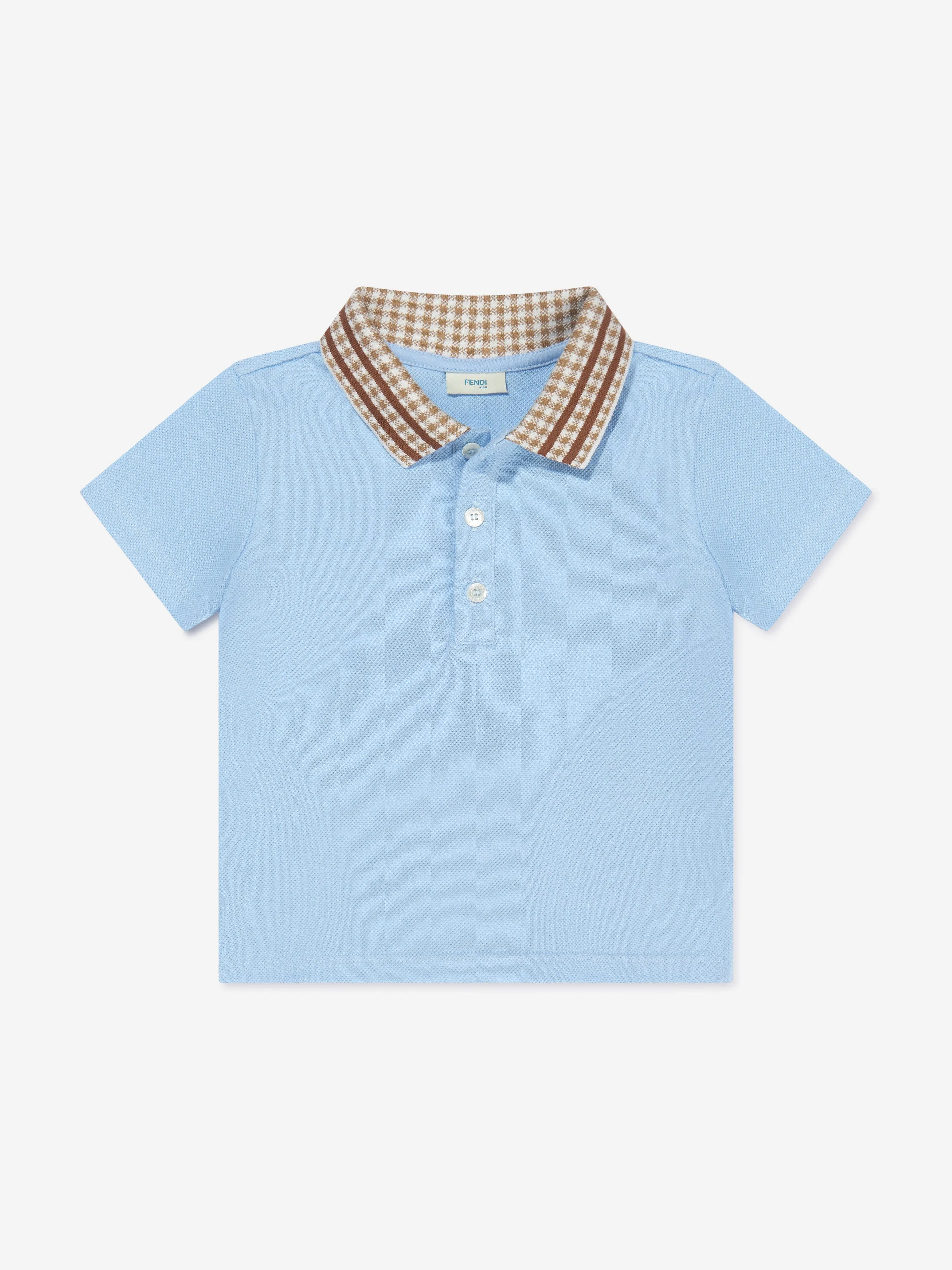 Fendi Baby Boys Pique Polo Shirt in Blue