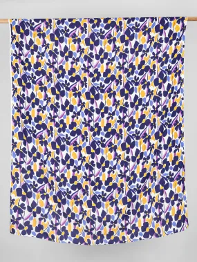 Floral Print Viscose Twill - Cream   Periwinkle   Clementine   Navy - Swatch