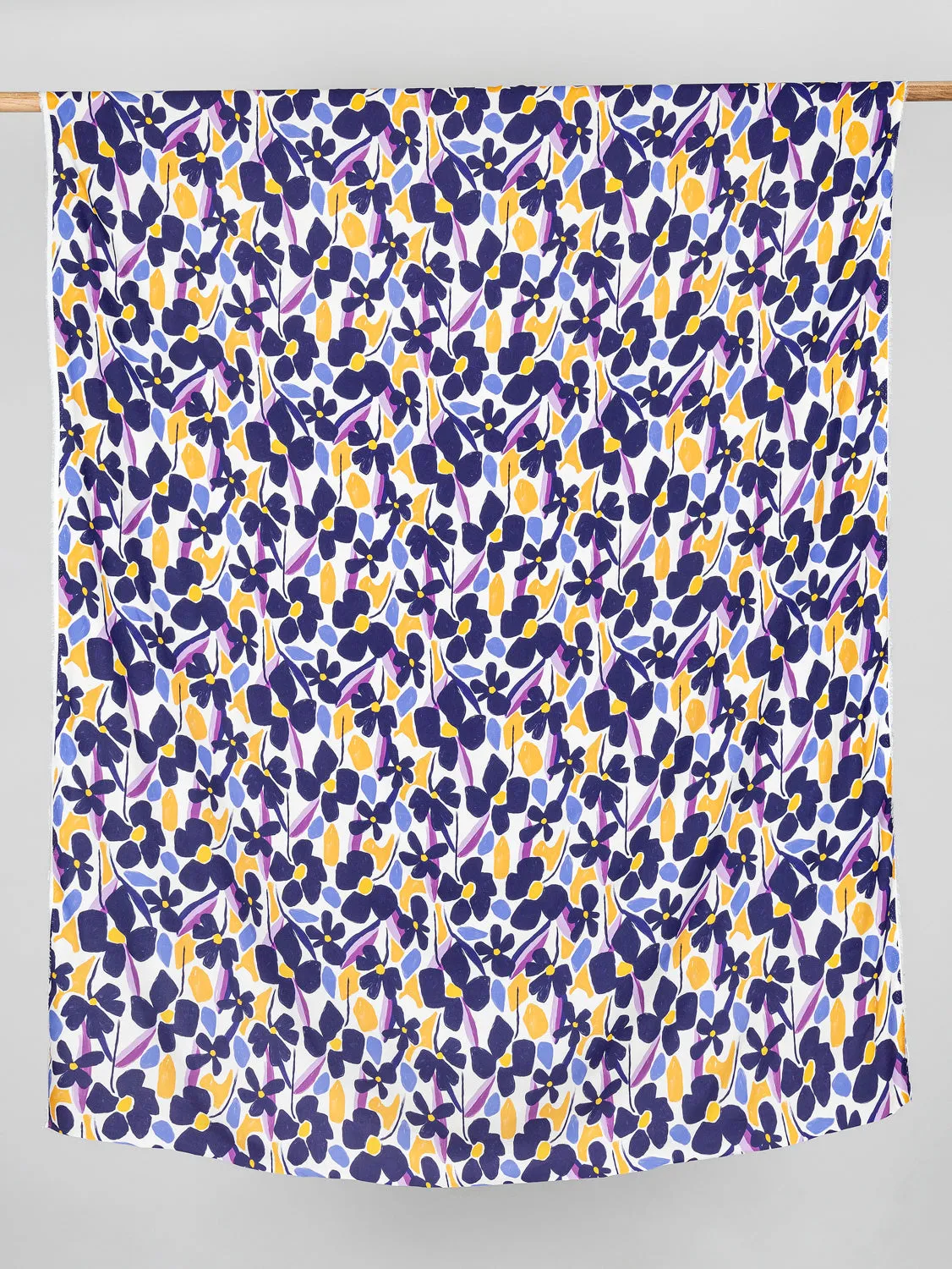 Floral Print Viscose Twill - Cream   Periwinkle   Clementine   Navy