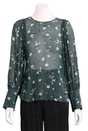 Floral Printed Georgette Blouse in Green