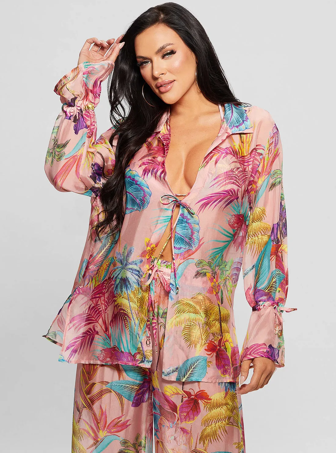 Flower Tropical Print Shirt