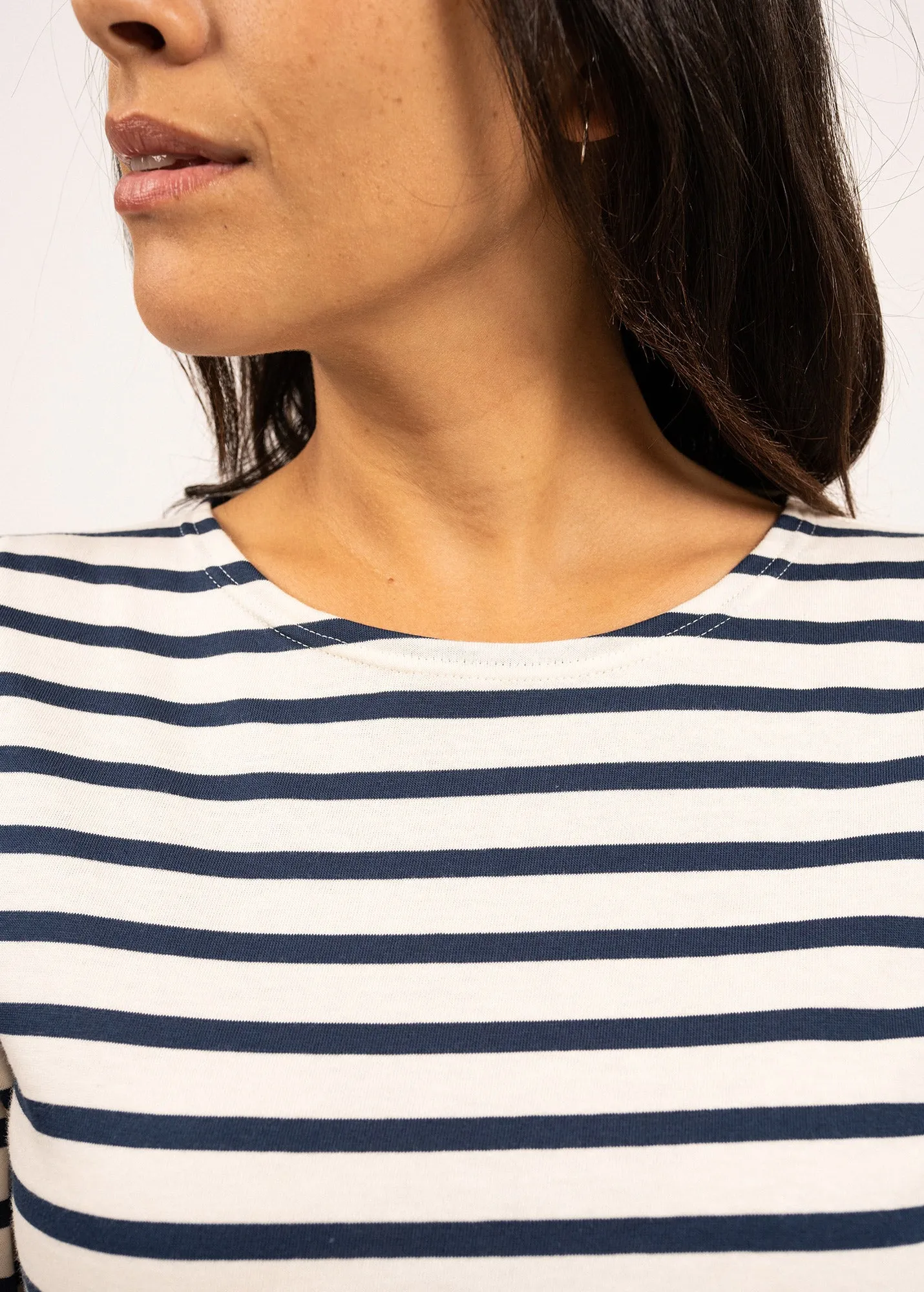 Galathée striped sailor shirt - slim fit, in light cotton (ECRU/MARINE)