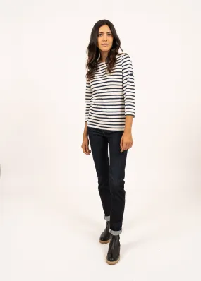 Galathée striped sailor shirt - slim fit, in light cotton (ECRU/MARINE)