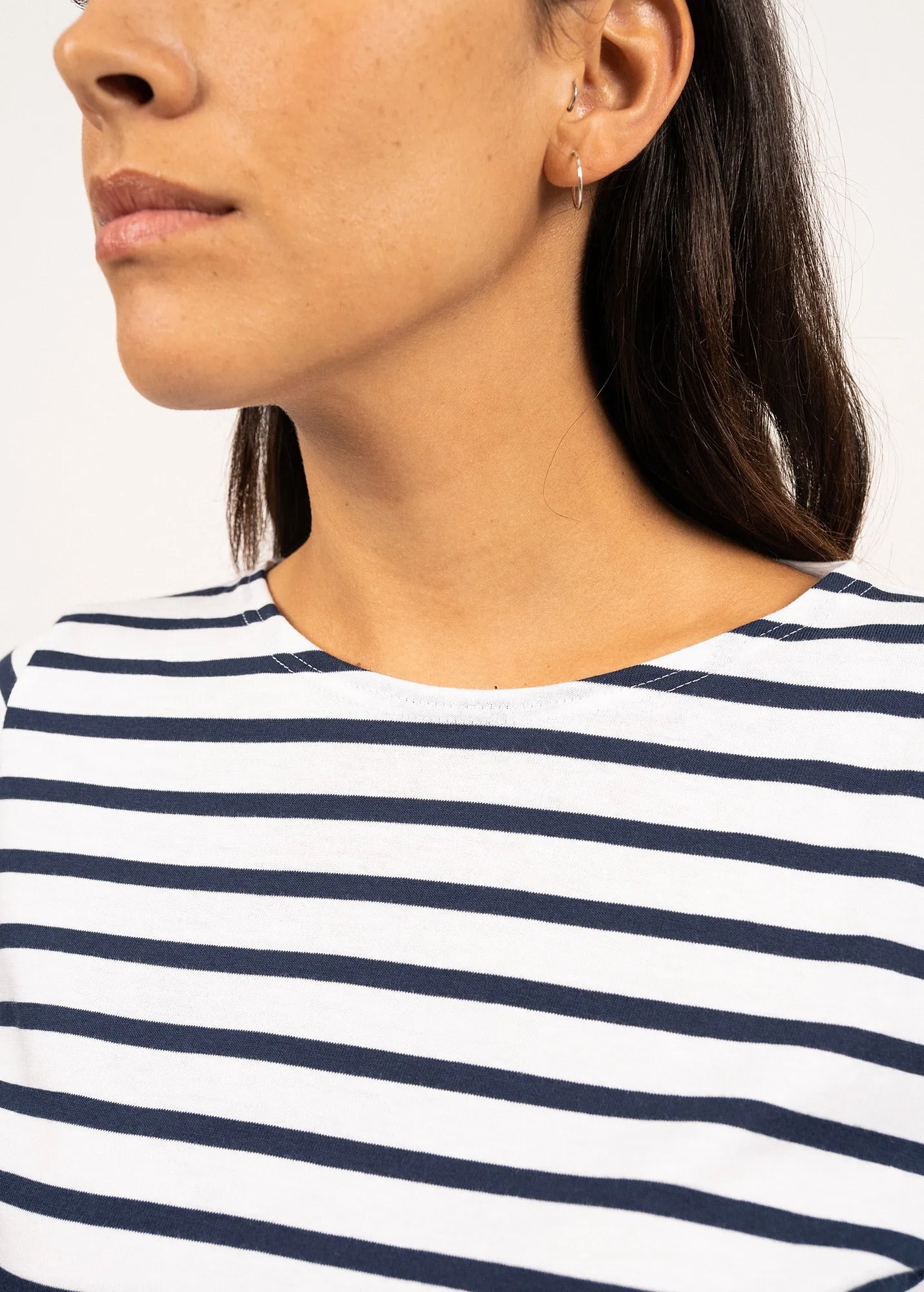 Galathée striped sailor shirt - slim fit, in light cotton (NEIGE/MARINE)