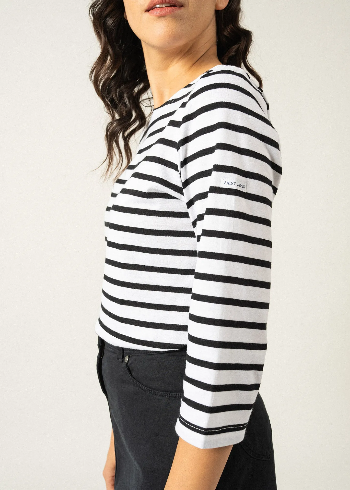 Galathée striped sailor shirt - slim fit, in light cotton (NEIGE/NOIR)