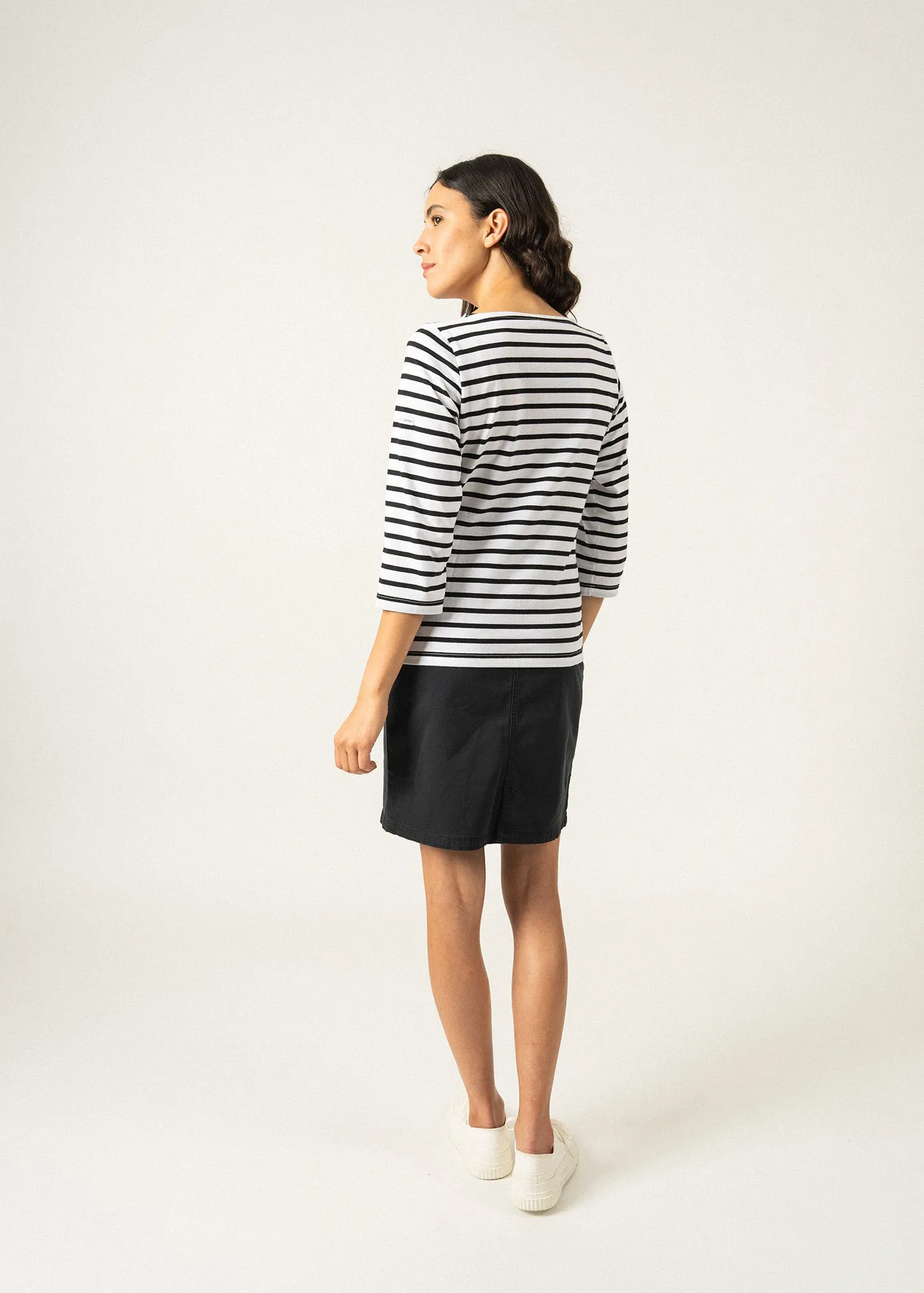 Galathée striped sailor shirt - slim fit, in light cotton (NEIGE/NOIR)