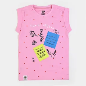 Girls Cotton T-Shirt H/S Garden Things - Light Pink