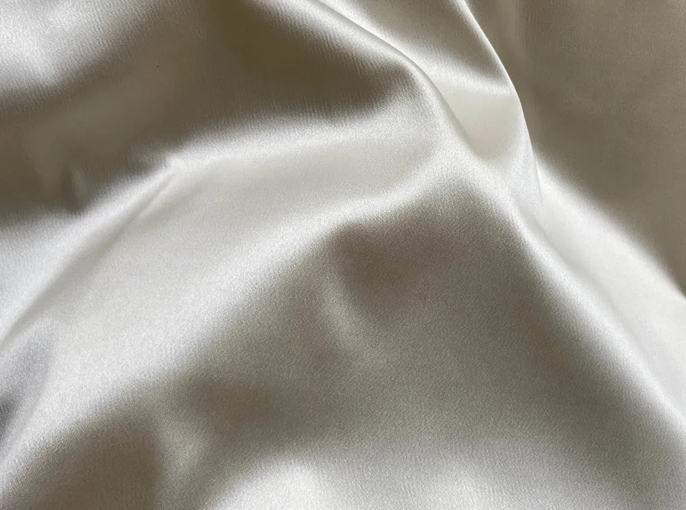 Glistening Candlelight Ivory Hammered Stretch Polyester Satin