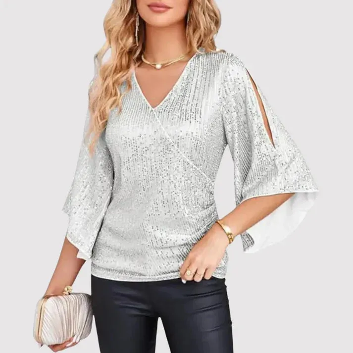 Glitter V-Neck Top