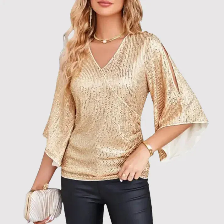 Glitter V-Neck Top