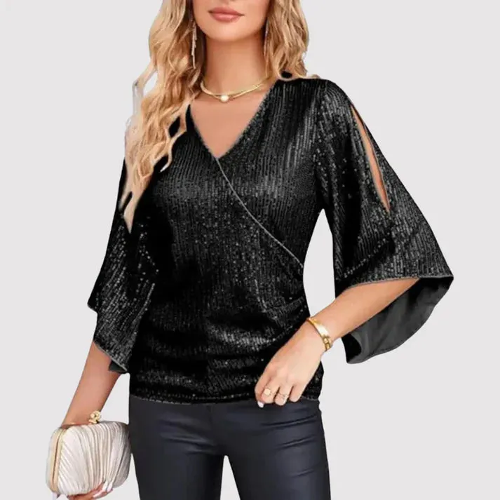 Glitter V-Neck Top