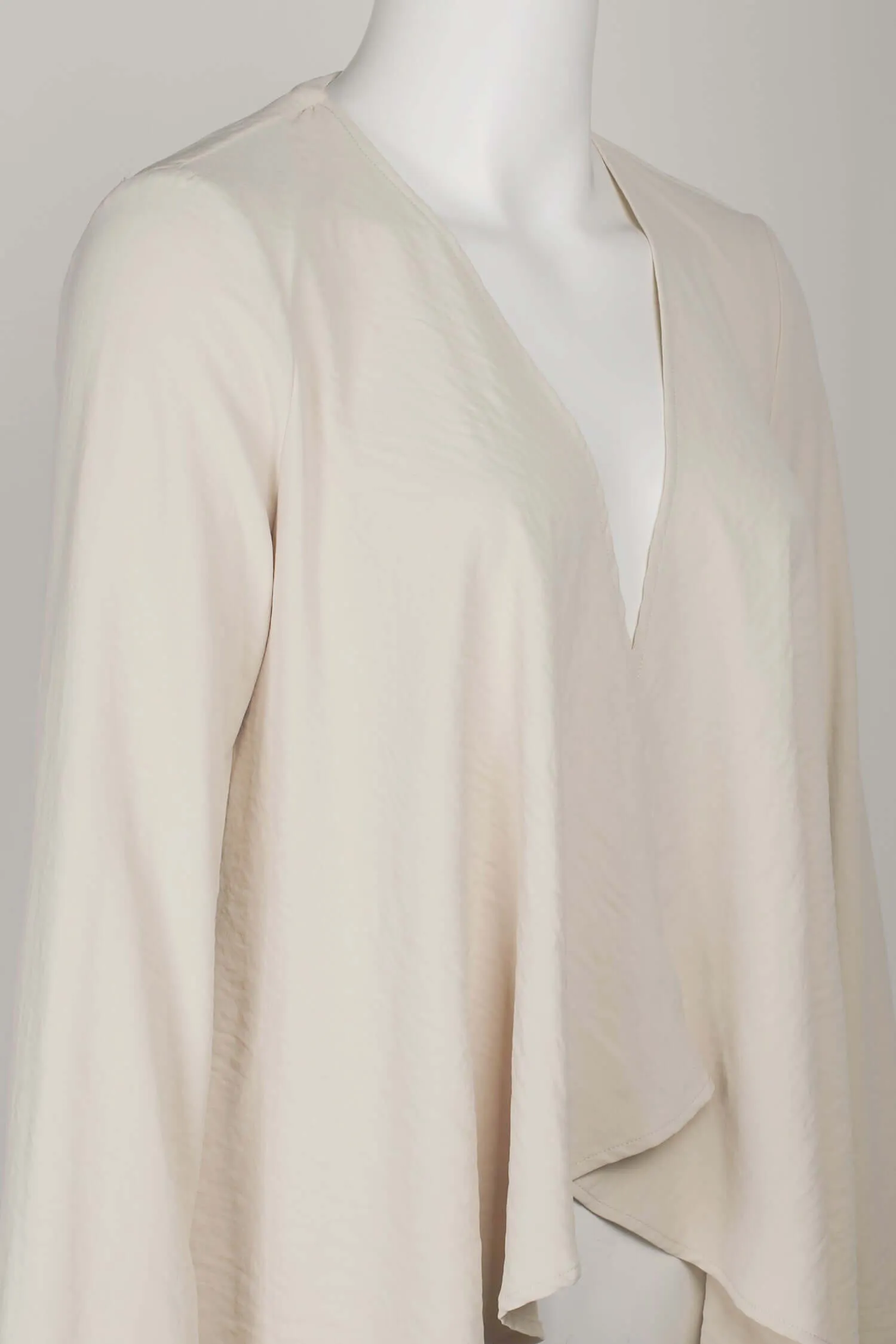 Grace Open Front Long Sleeve Solid Crepe Jacket