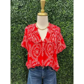 Grace Red Puff Sleeve Top