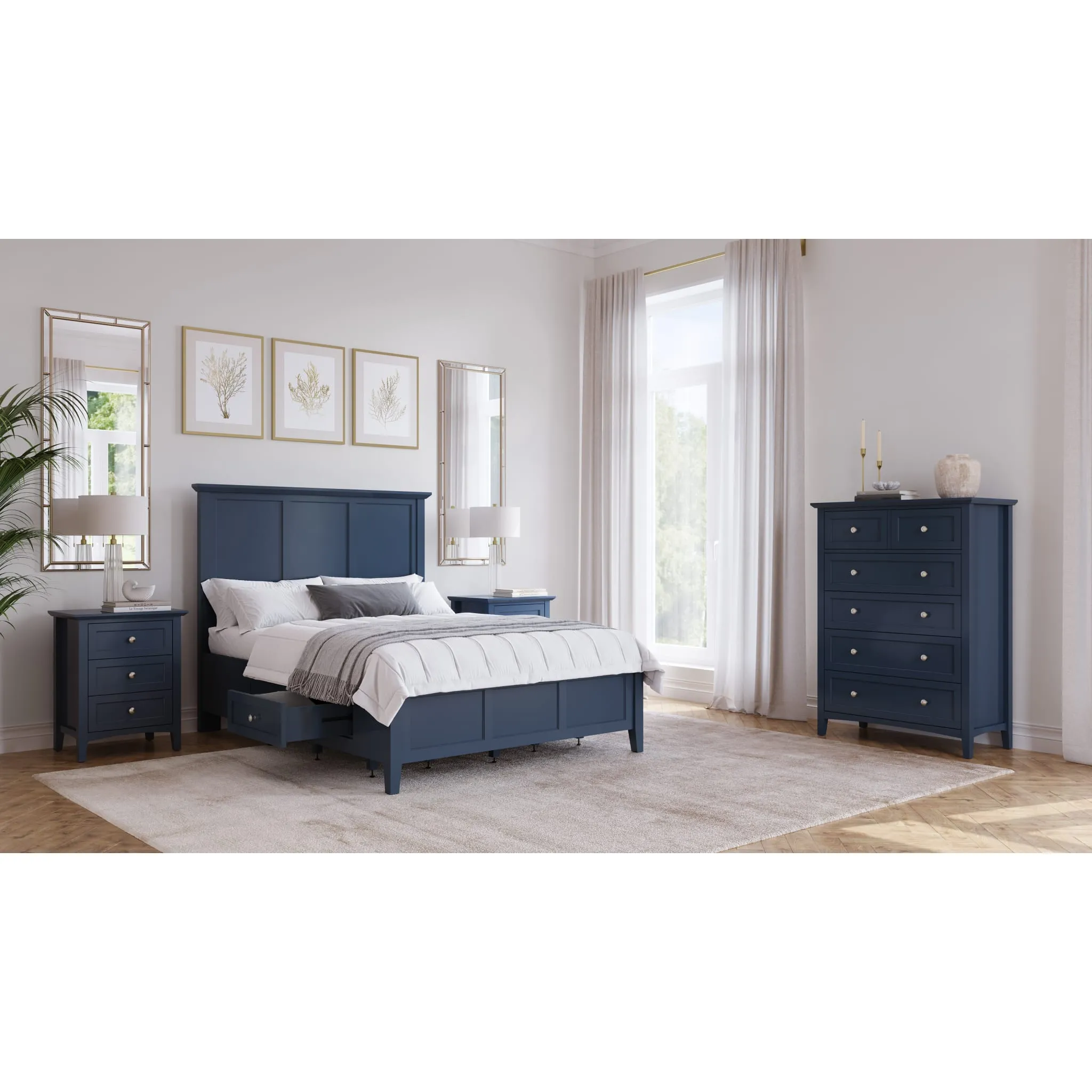 Grace Three Drawer Nightstand in Blueberry