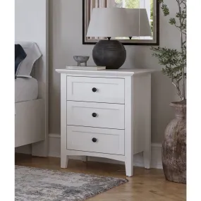 Grace Three Drawer Nightstand in Snowfall White