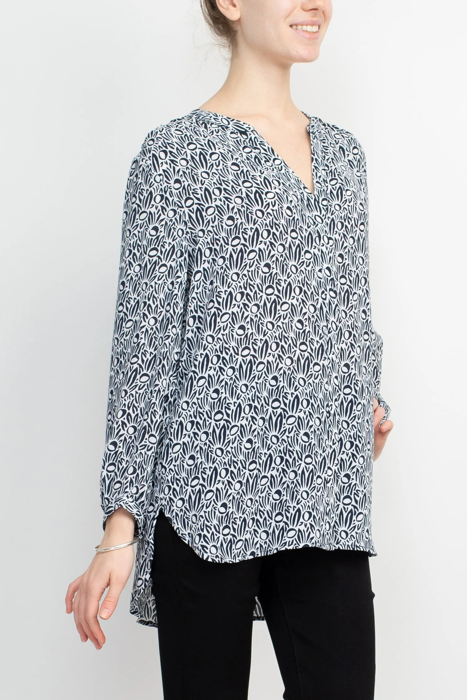 Grace V Neck Long Sleeves High Low Hem Top