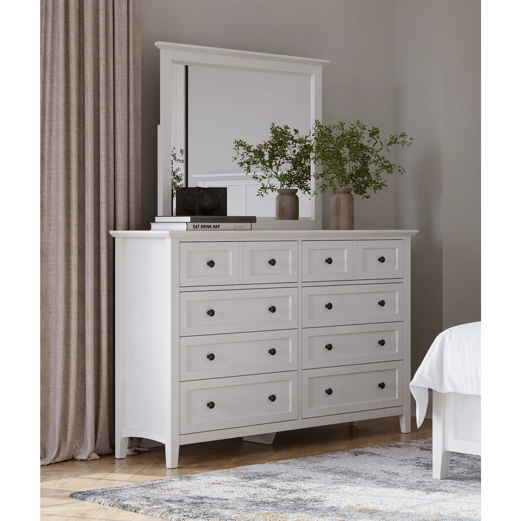 Grace Wall or Dresser Mirror in Snowfall White